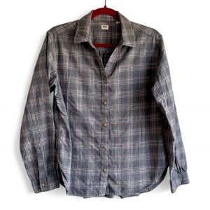 Uniqlo Women's Grey Plaid Flannel Shirt Size S